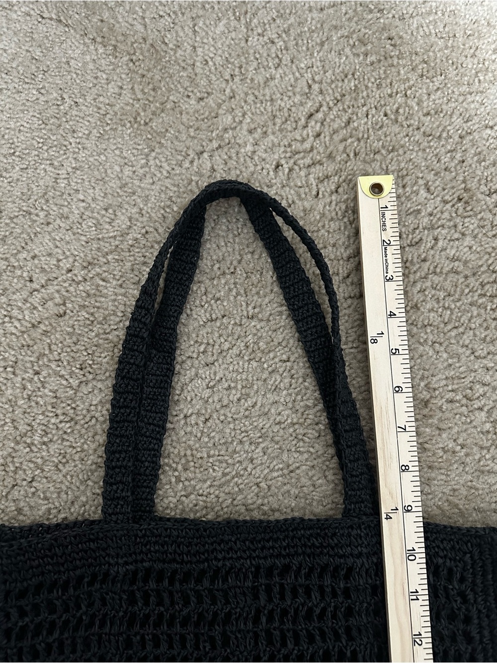 Tory Burch Ella‎ Hand-Crocheted Tote in Black EUC - Picture 7 of 11
